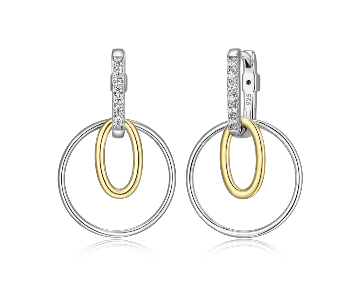 BOUCLES ELLE EN ARGENT/PVD OR 2 TONS SERTIES DE CUBIQUES ZIRCONIAS - PJ R2LCQY0027 - ELLE BOUCLES ELLE EN ARGENT/PVD OR 2 TONS SERTIES DE CUBIQUES ZIRCONIAS - PJ R2LCQY0027 - ELLE