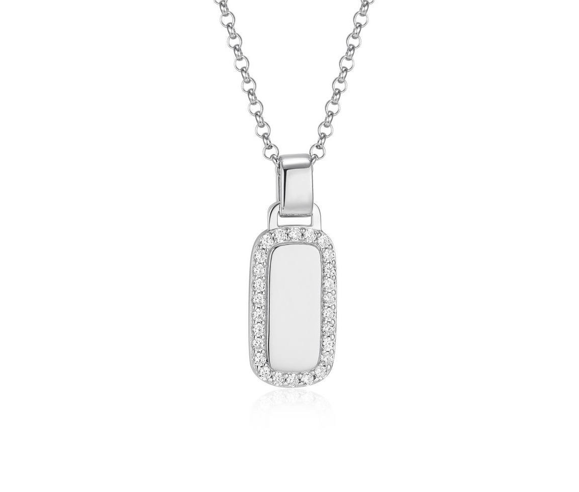 PENDENTIF DOG TAG EN ARGENT RHODIÉ SERTI DE CUBIQUES ZIRCONIAS - PJ R0LC000046 - ELLE PENDENTIF DOG TAG EN ARGENT RHODIÉ SERTI DE CUBIQUES ZIRCONIAS - PJ R0LC000046 - ELLE