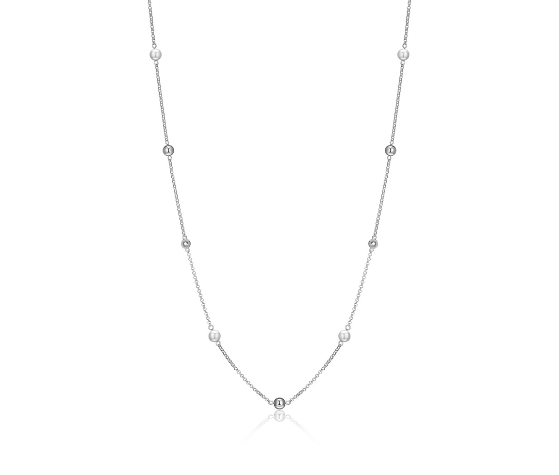 CHAINE EN ARGENT RHODIÉ SERTIE DE PERLES ET DE CUBIQUES ZIRCONIAS - PJ R0LBPW454K - ELLE CHAINE EN ARGENT RHODIÉ SERTIE DE PERLES ET DE CUBIQUES ZIRCONIAS - PJ R0LBPW454K - ELLE