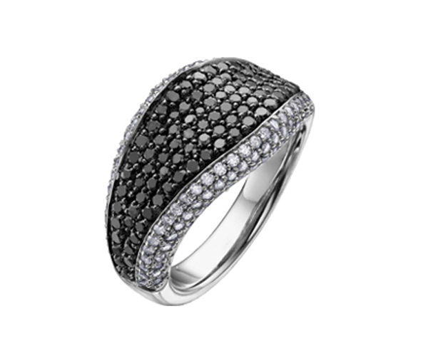 BAGUE EN OR 10K BLANC SERTIE DE DIAMANTS BLANC ET NOIRS - CR DD2446 - BIJOUX CANADIEN BAGUE EN OR 10K BLANC SERTIE DE DIAMANTS BLANC ET NOIRS - CR DD2446 - BIJOUX CANADIEN