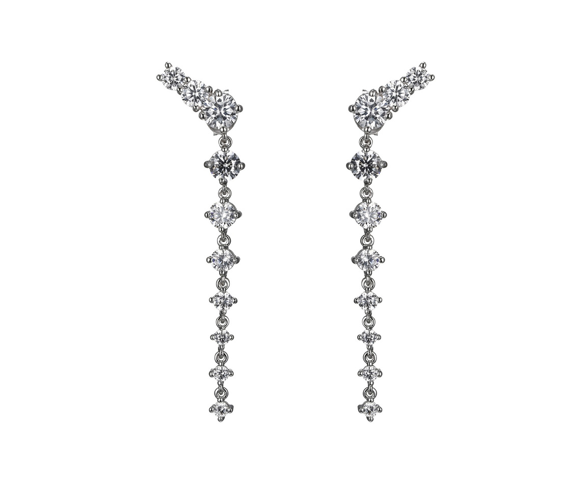 BOUCLES CASCADE EN ARGENT RHODIÉ SERTIES DE CUBIQUES ZIRCONIAS - PJ R2AQBG0000 - REIGN BOUCLES CASCADE EN ARGENT RHODIÉ SERTIES DE CUBIQUES ZIRCONIAS - PJ R2AQBG0000 - REIGN
