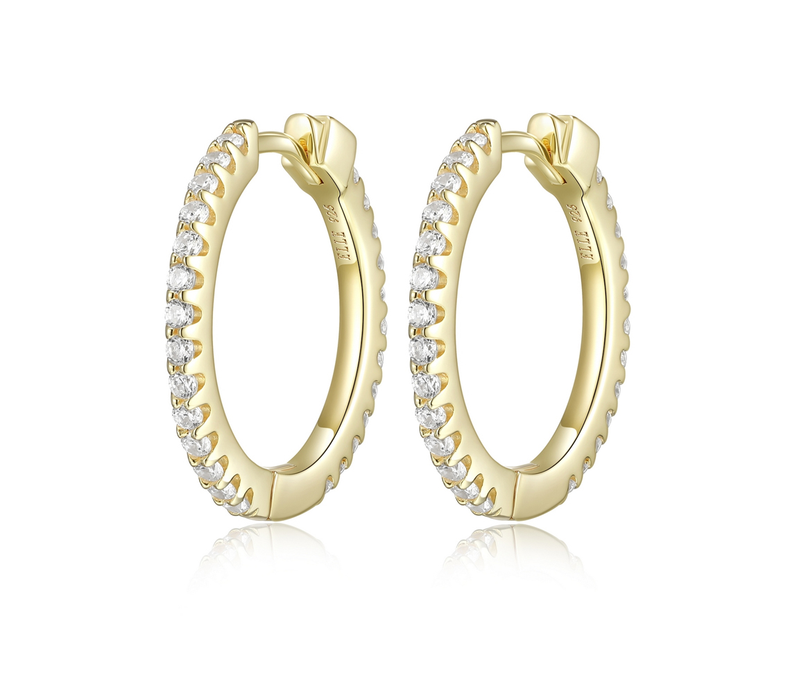 BOUCLES HUGGIES EN ARGENT/PVD OR SERTIES DE CUBIQUES ZIRCONIAS - PJ 32LCMD0027 - ELLE BOUCLES HUGGIES EN ARGENT/PVD OR SERTIES DE CUBIQUES ZIRCONIAS - PJ 32LCMD0027 - ELLE