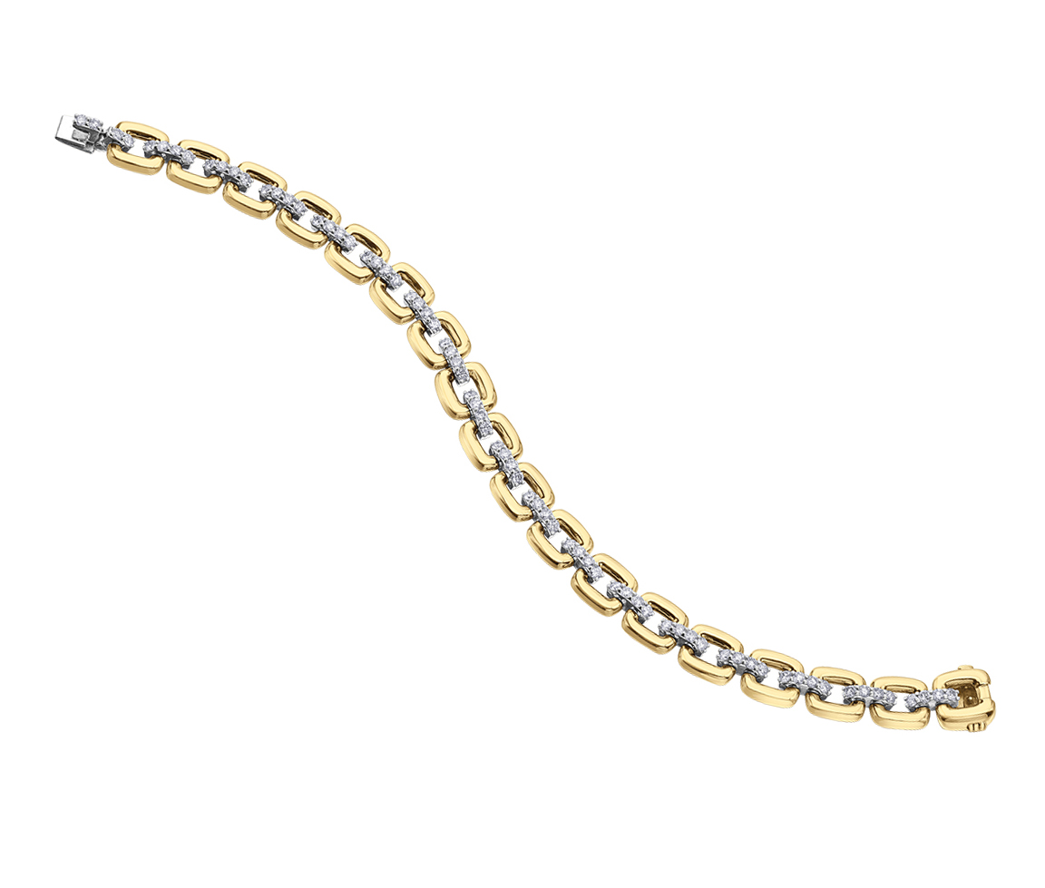 BRACELET EN OR 10K 2 TONS SERTI DE DIAMANTS - CR DD8130 - BIJOUX CANADIEN BRACELET EN OR 10K 2 TONS SERTI DE DIAMANTS - CR DD8130 - BIJOUX CANADIEN