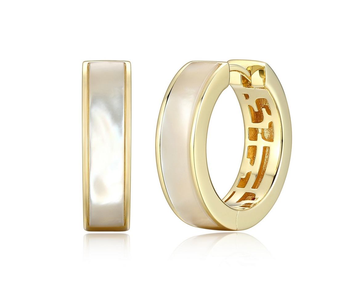 BOUCLES ELLES HUGGIES EN ARGENT/PVD OR SERTIES DE NACRE DE PERLE BLANCHE - PJ 32LCVSA98F - ELLE BOUCLES ELLES HUGGIES EN ARGENT/PVD OR SERTIES DE NACRE DE PERLE BLANCHE - PJ 32LCVSA98F - ELLE