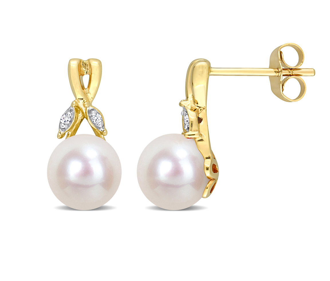 BOUCLES EN OR JAUNE SERTIES DE DIAMANTS ET DE PERLES DE CULTURE - DM FC19M3 - PERLE D'IMPORTATION BOUCLES EN OR JAUNE SERTIES DE DIAMANTS ET DE PERLES DE CULTURE - DM FC19M3 - PERLE D'IMPORTATION