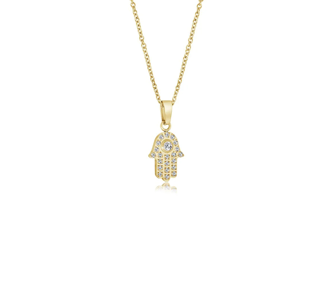PENDENTIF MAIN DE FATIMA EN ACIER/PVD OR SERTI DE CUBIQUES ZIRCONIAS ET SA CHAINE - IG SWP103 - ITALGEM PENDENTIF MAIN DE FATIMA EN ACIER/PVD OR SERTI DE CUBIQUES ZIRCONIAS ET SA CHAINE - IG SWP103 - ITALGEM