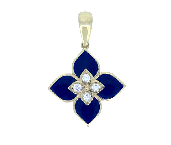PENDENTIF TRÈFLE EN OR JAUNE SERTI DE LAPIS LAZULI ET DE CUBIQUES ZIRCONIAS - CB PYA25/119 - CBE PENDENTIF TRÈFLE EN OR JAUNE SERTI DE LAPIS LAZULI ET DE CUBIQUES ZIRCONIAS - CB PYA25/119 - CBE
