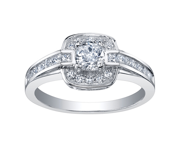 BAGUE EN OR BLANC SERTIE D'UN DIAMANT CANADIEN ET DE DIAMANTS - CR ML207W95 - BIJOUX CANADIEN BAGUE EN OR BLANC SERTIE D'UN DIAMANT CANADIEN ET DE DIAMANTS - CR ML207W95 - BIJOUX CANADIEN