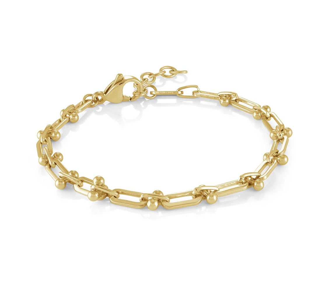 BRACELET EN ACIER/PVD OR À MAILLE EN U - IG SWB242 - VELORIA BRACELET EN ACIER/PVD OR À MAILLE EN U - IG SWB242 - VELORIA