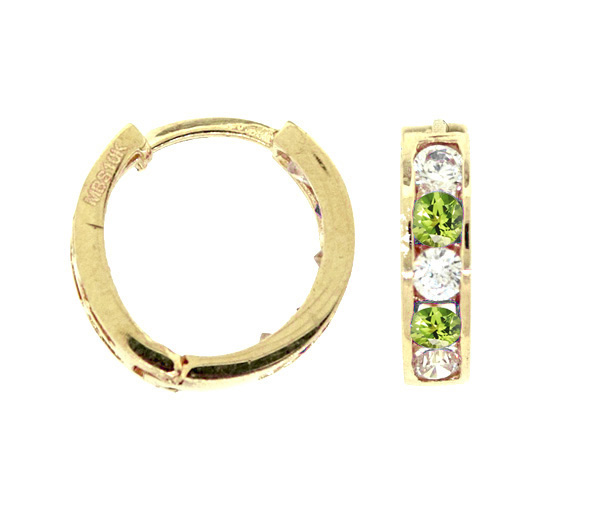 BOUCLES HUGGIES EN OR 10K SERTIES DE CUBIQUES ZIRCONIAS VERTS PÂLES ET BLANCS - MB HUGNA0810 - BIJOUX D'IMPORTATION BOUCLES HUGGIES EN OR 10K SERTIES DE CUBIQUES ZIRCONIAS VERTS PÂLES ET BLANCS - MB HUGNA0810 - BIJOUX D'IMPORTATION