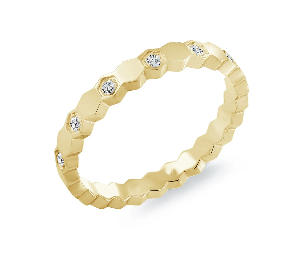 BAGUE EN ACIER/PVD OR MULTI HEXAGONES SERTIE DE CUBIQUES ZIRCONIAS - IG SWR23/5 - ITALGEM BAGUE EN ACIER/PVD OR MULTI HEXAGONES SERTIE DE CUBIQUES ZIRCONIAS - IG SWR23/5 - ITALGEM