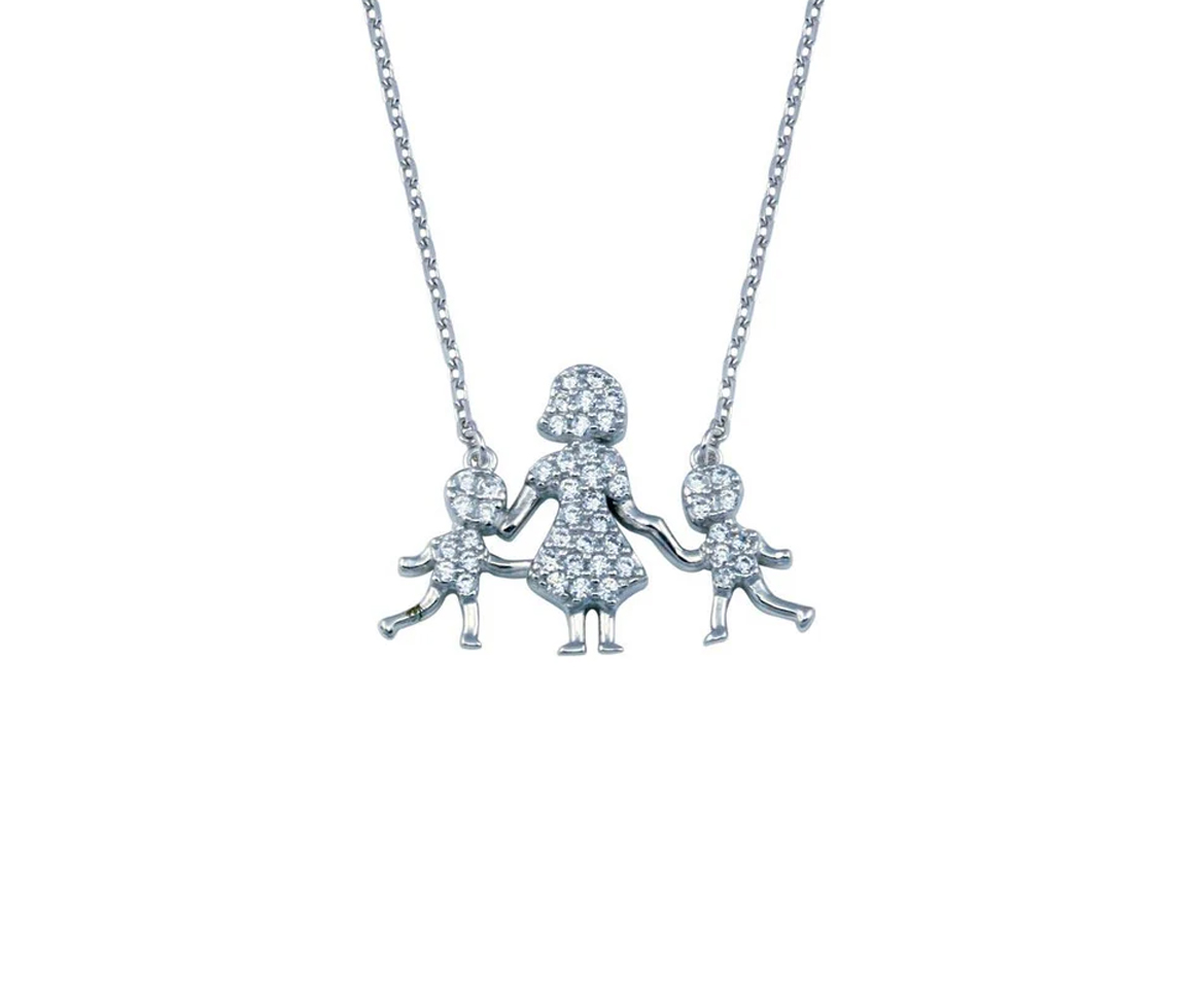 COLLIER FAMILLE (MAMAN ET SES 2 GARÇONS) EN ARGENT RHODIÉ SERTI DE CUBIQUES ZIRCONIAS - SP GMN00116 - BIJOUX D'IMPORTATION COLLIER FAMILLE (MAMAN ET SES 2 GARÇONS) EN ARGENT RHODIÉ SERTI DE CUBIQUES ZIRCONIAS - SP GMN00116 - BIJOUX D'IMPORTATION