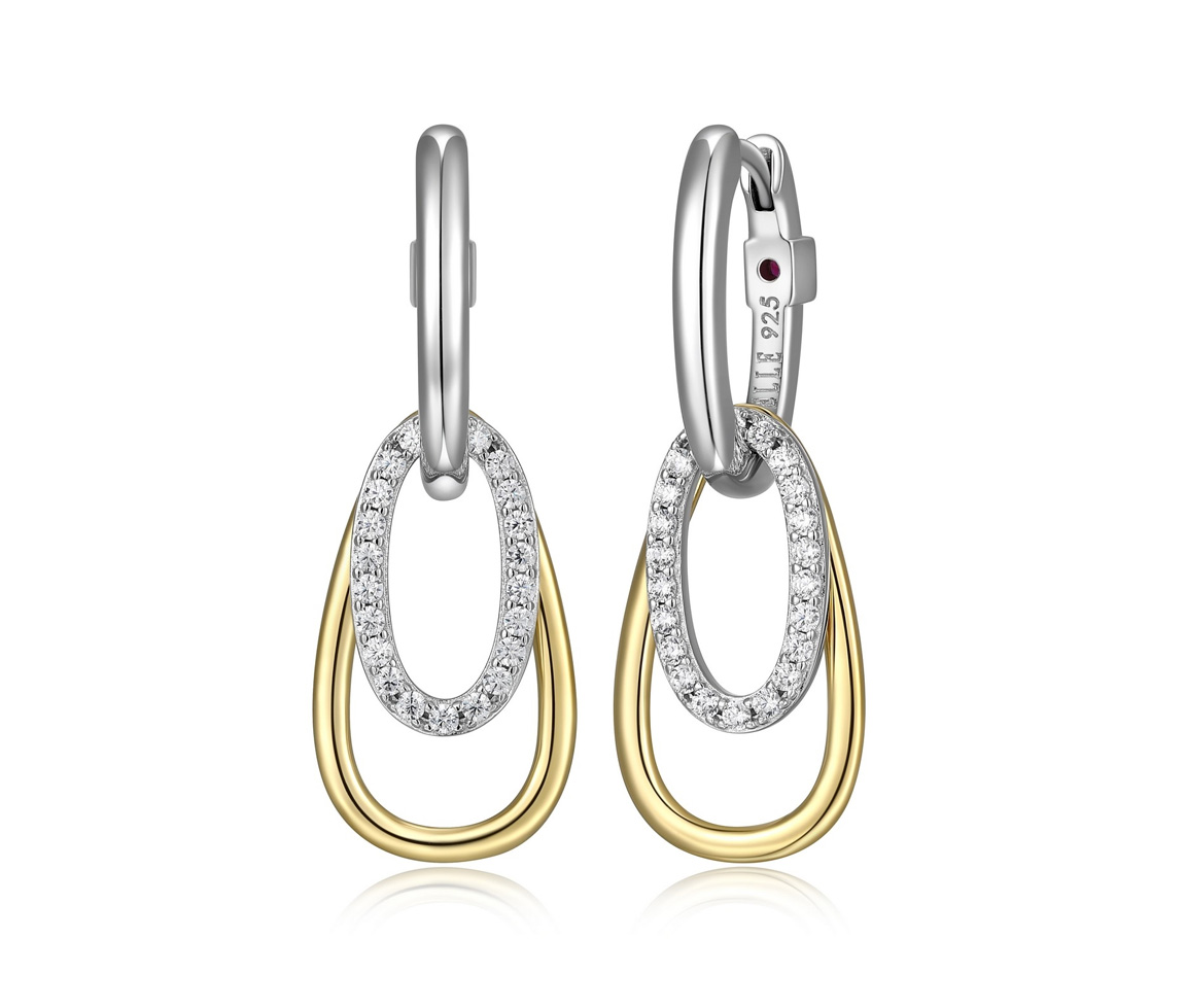 BOUCLES ELLE EN ARGENT RHODIÉ/PVD OR 2 TONS SERTIES DE CUBIQUES ZIRCONIAS - PJ R2LCQX9727 - ELLE BOUCLES ELLE EN ARGENT RHODIÉ/PVD OR 2 TONS SERTIES DE CUBIQUES ZIRCONIAS - PJ R2LCQX9727 - ELLE