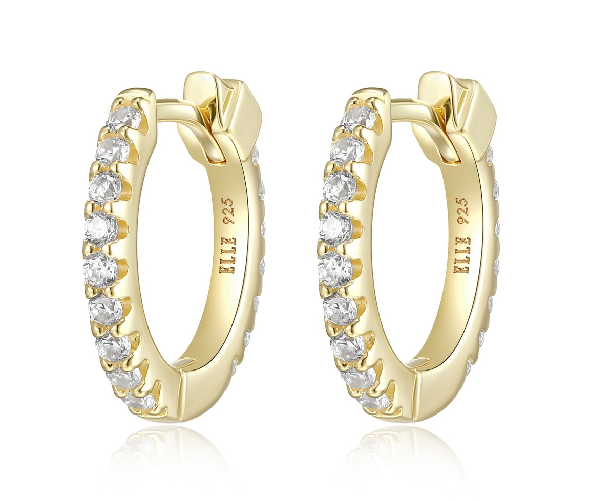 BOUCLES HUGGIES EN ARGENT/PVD OR SERTIES DE CUBIQUES ZIRCONIAS - PJ 32LCMC0027 - ELLE BOUCLES HUGGIES EN ARGENT/PVD OR SERTIES DE CUBIQUES ZIRCONIAS - PJ 32LCMC0027 - ELLE