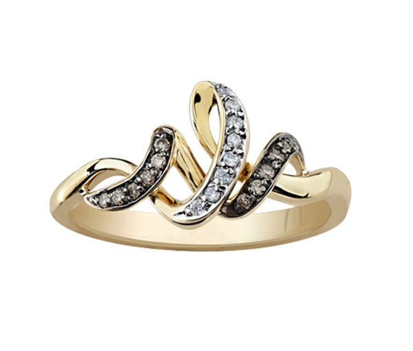 BAGUE EN OR 10K SERTIE DE DIAMANTS BLANCS ET BRUNS - CR DD2624 - BIJOUX CANADIEN BAGUE EN OR 10K SERTIE DE DIAMANTS BLANCS ET BRUNS - CR DD2624 - BIJOUX CANADIEN