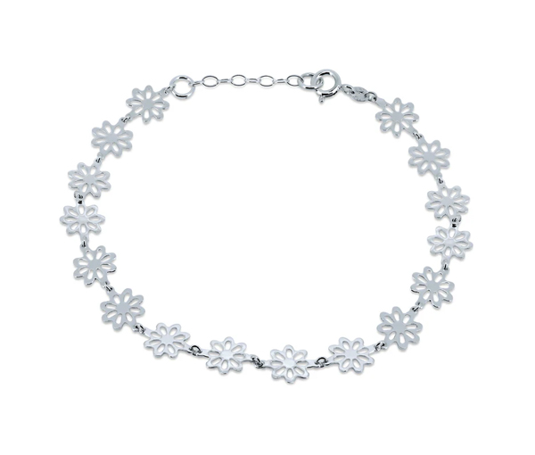 CHAINE DE CHEVILLE AVEC MARGUERITES AJOURÉES EN ARGENT RHODIÉ - SP DIA00007 - BIJOUX D'IMPORTATION CHAINE DE CHEVILLE AVEC MARGUERITES AJOURÉES EN ARGENT RHODIÉ - SP DIA00007 - BIJOUX D'IMPORTATION