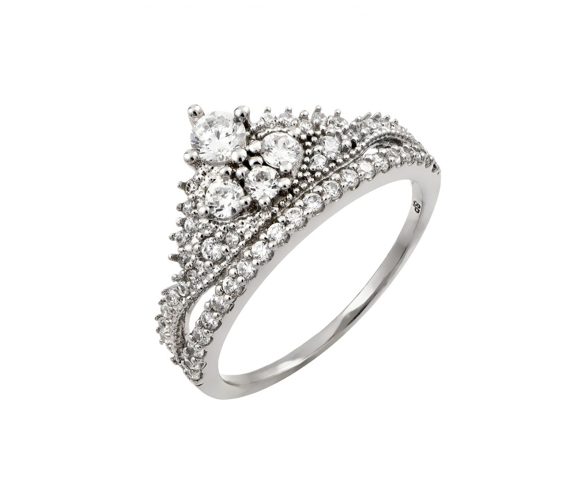 BAGUE COURONNE EN ARGENT SERTIE DE CUBIQUES ZIRCONIAS - SP GMR00004/7 - BIJOUX D'IMPORTATION BAGUE COURONNE EN ARGENT SERTIE DE CUBIQUES ZIRCONIAS - SP GMR00004/7 - BIJOUX D'IMPORTATION