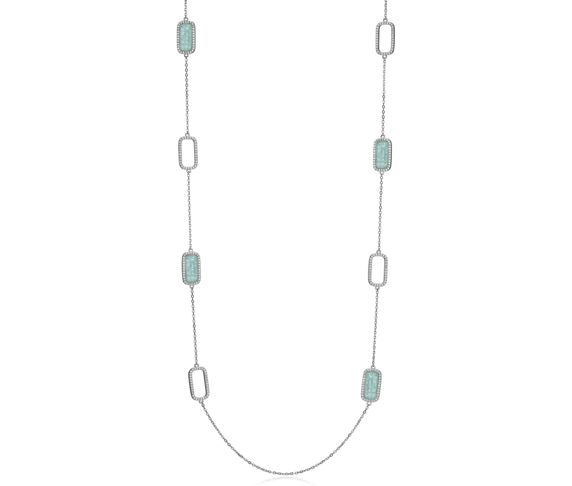 COLLIER EN ARGENT RHODIÉ SERTI DE RECTANGLE D'AMAZONITE ET DE CUBIQUES ZIRCONIAS - PJ R0LBZZGU4K - ELLE COLLIER EN ARGENT RHODIÉ SERTI DE RECTANGLE D'AMAZONITE ET DE CUBIQUES ZIRCONIAS - PJ R0LBZZGU4K - ELLE
