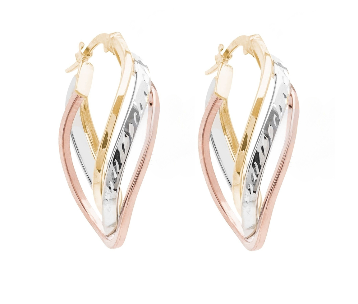 BOUCLES ANNEAUX TWISTÉES EN OR 3 TONS - CB E3TB19420 - CBE BOUCLES ANNEAUX TWISTÉES EN OR 3 TONS - CB E3TB19420 - CBE