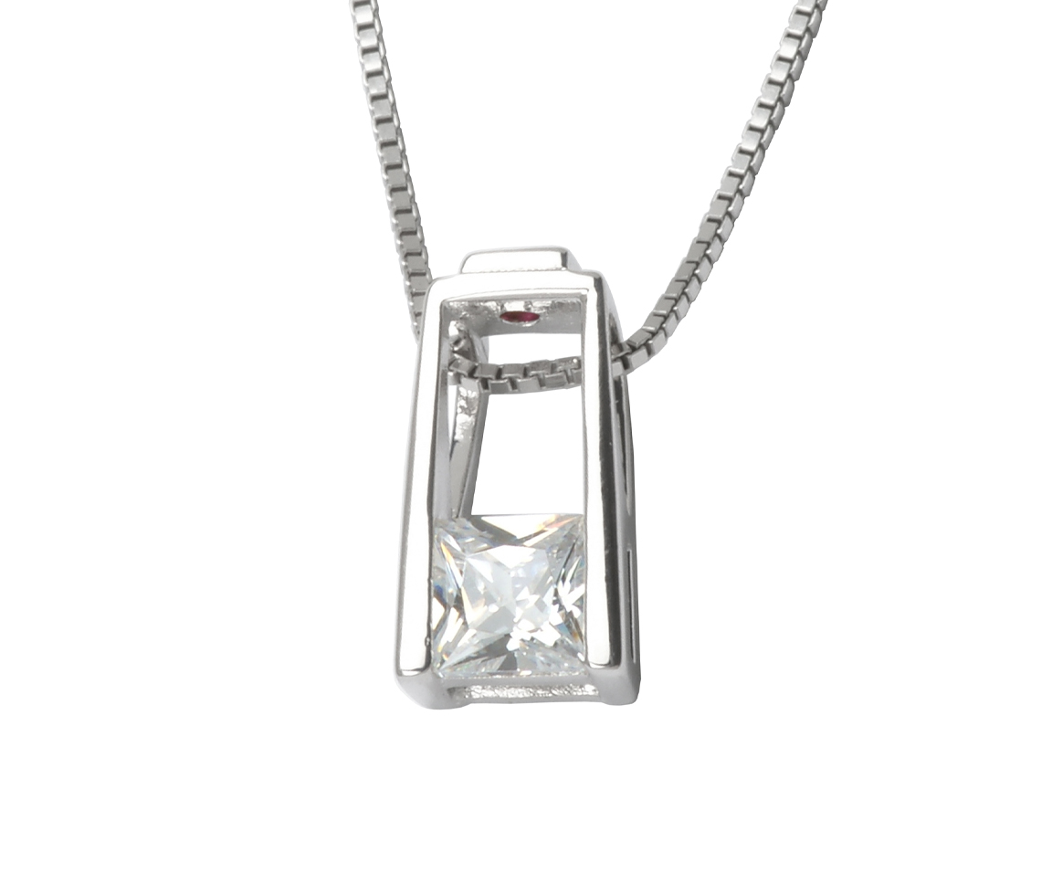 PENDENTIF EN ARGENT RHODIÉ SERTI D'UN CUBIQUE ZIRCONIA PRINCESSE - PJ 63L0030032 - ELLE PENDENTIF EN ARGENT RHODIÉ SERTI D'UN CUBIQUE ZIRCONIA PRINCESSE - PJ 63L0030032 - ELLE