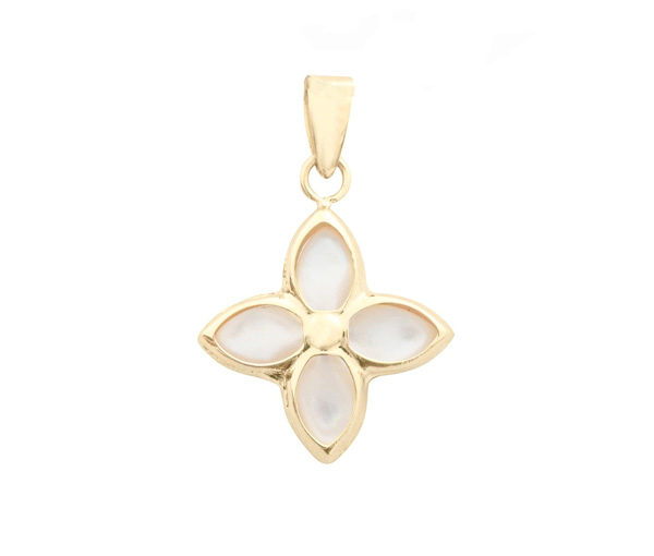 PENDENTIF TRÈFLE EN OR JAUNE SERTI DE NACRE DE PERLE - CB PYV25/0085 - CBE PENDENTIF TRÈFLE EN OR JAUNE SERTI DE NACRE DE PERLE - CB PYV25/0085 - CBE