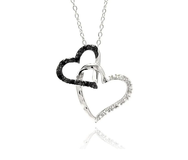 PENDENTIF DOUBLE COEUR AJOURÉ SERTI DE CUBIQUES ZIRCONIAS - SP BGP00681 - BIJOUX D'IMPORTATION PENDENTIF DOUBLE COEUR AJOURÉ SERTI DE CUBIQUES ZIRCONIAS - SP BGP00681 - BIJOUX D'IMPORTATION