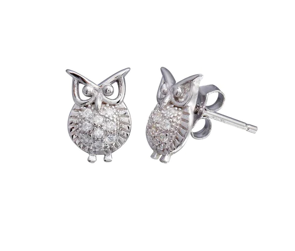 BOUCLES HIBOU EN ARGENT RHODIÉ SERTIES DE CUBIQUES ZIRCONIAS - SP BGE00658 - BIJOUX D'IMPORTATION BOUCLES HIBOU EN ARGENT RHODIÉ SERTIES DE CUBIQUES ZIRCONIAS - SP BGE00658 - BIJOUX D'IMPORTATION