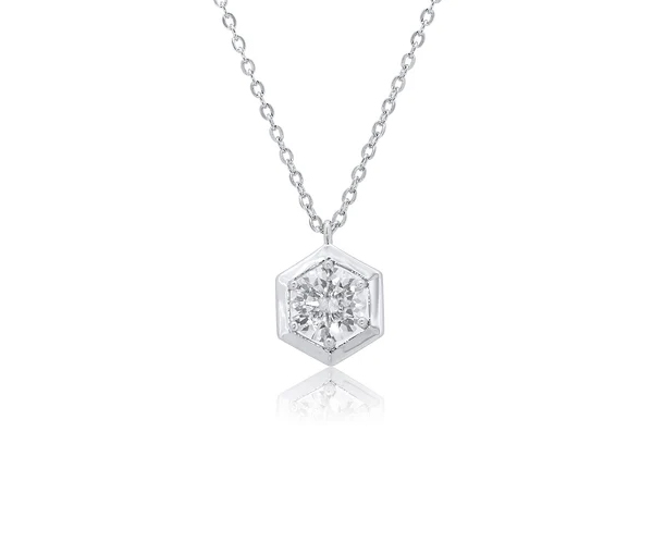 PENDENTIF HEXAGONE EN ARGENT RHODIÉ SERTI D'UNE MOISSANITE - SP MDGP00001 - BIJOUX D'IMPORTATION PENDENTIF HEXAGONE EN ARGENT RHODIÉ SERTI D'UNE MOISSANITE - SP MDGP00001 - BIJOUX D'IMPORTATION