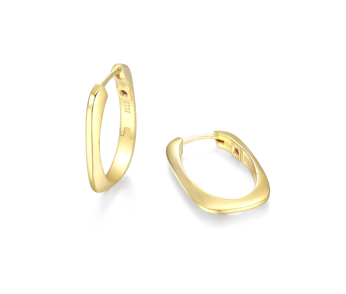 BOUCLES ANNEAUX RECTANGULAIRES EN ARGENT/PVD OR UNIES - PJ 32LCRZA00P - ELLE BOUCLES ANNEAUX RECTANGULAIRES EN ARGENT/PVD OR UNIES - PJ 32LCRZA00P - ELLE