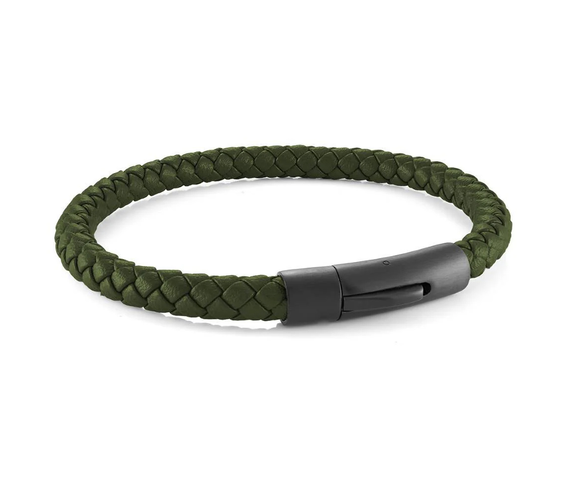 BRACELET EN ACIER/PVD NOIR ET CUIR TRESSÉ - IG SLB658/8.5 - ITALGEM BRACELET EN ACIER/PVD NOIR ET CUIR TRESSÉ - IG SLB658/8.5 - ITALGEM