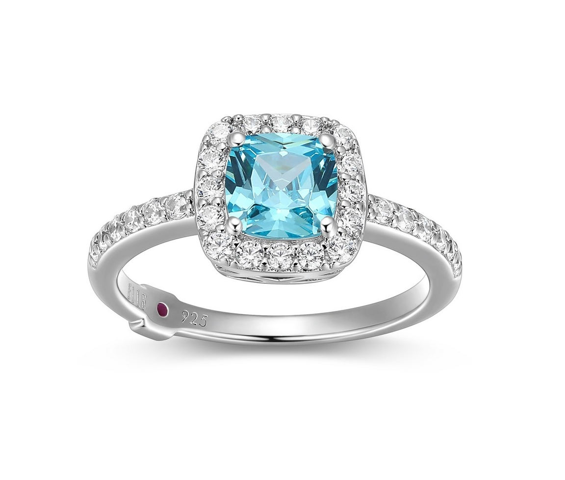 BAGUE EN ARGENT RHODIÉ SERTIE D'UN CUBIQUE ZIRCONIA BLEU ET D'UN HALO DE CUBIQUES ZIRCONIAS - PJ R4LAHP25A8 - ELLE BAGUE EN ARGENT RHODIÉ SERTIE D'UN CUBIQUE ZIRCONIA BLEU ET D'UN HALO DE CUBIQUES ZIRCONIAS - PJ R4LAHP25A8 - ELLE