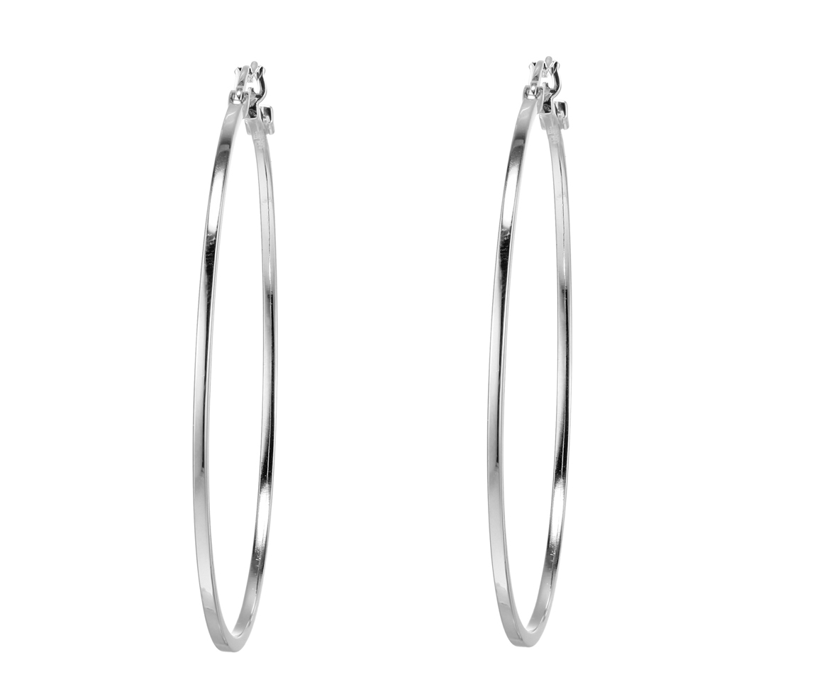 BOUCLES ANNEAUX EN ARGENT RHODIÉ UNI - PJ R2LCFLA00L - ELLE BOUCLES ANNEAUX EN ARGENT RHODIÉ UNI - PJ R2LCFLA00L - ELLE