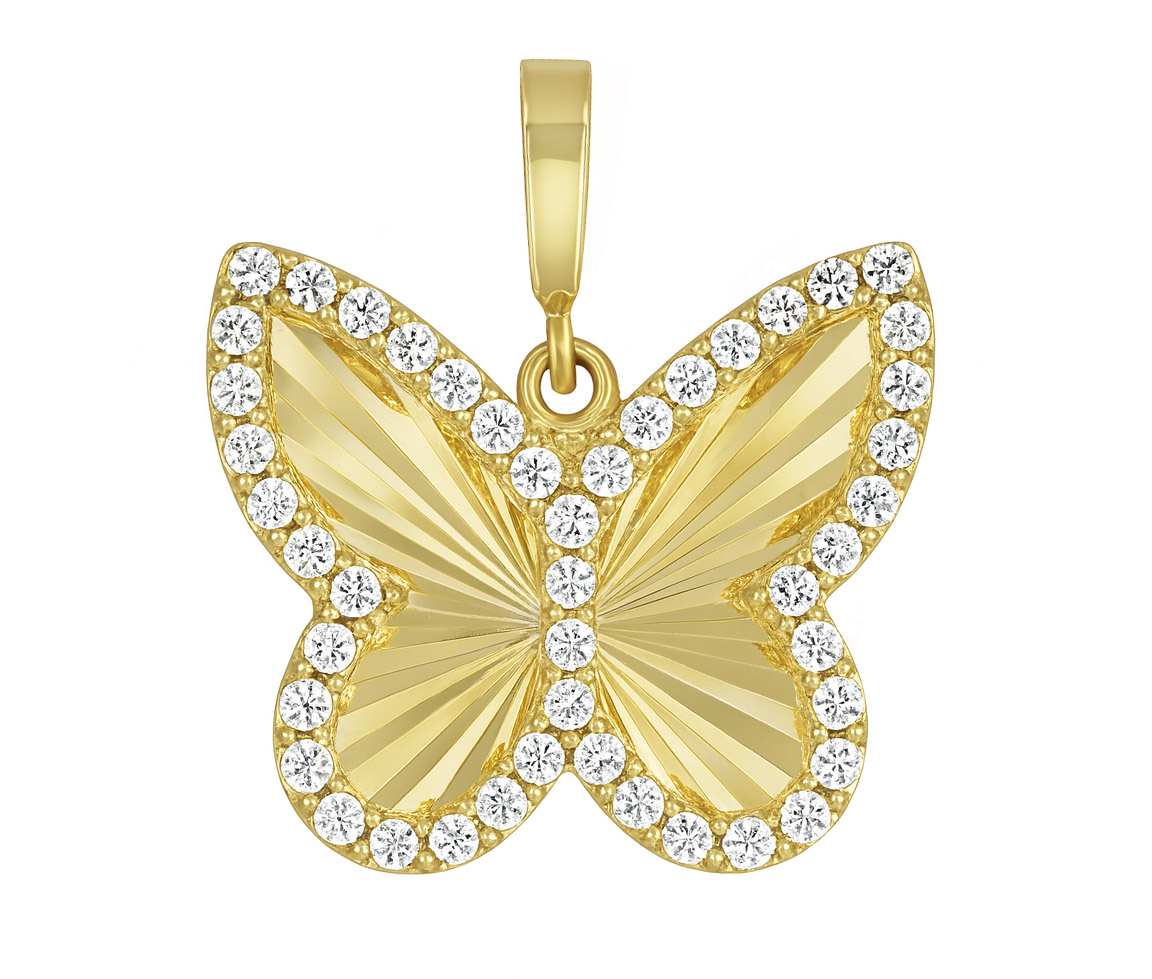 PENDENTIF PAPILLON EN OR JAUNE SERTI DE CUBIQUES ZIRCONIAS - MB ANIM26 - BIJOUX D'IMPORTATION PENDENTIF PAPILLON EN OR JAUNE SERTI DE CUBIQUES ZIRCONIAS - MB ANIM26 - BIJOUX D'IMPORTATION