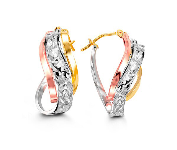 BOUCLES ANNEAUX EN OR 10K 3TONS - SY 1009B - BIJOUX D'IMPORTATION BOUCLES ANNEAUX EN OR 10K 3TONS - SY 1009B - BIJOUX D'IMPORTATION