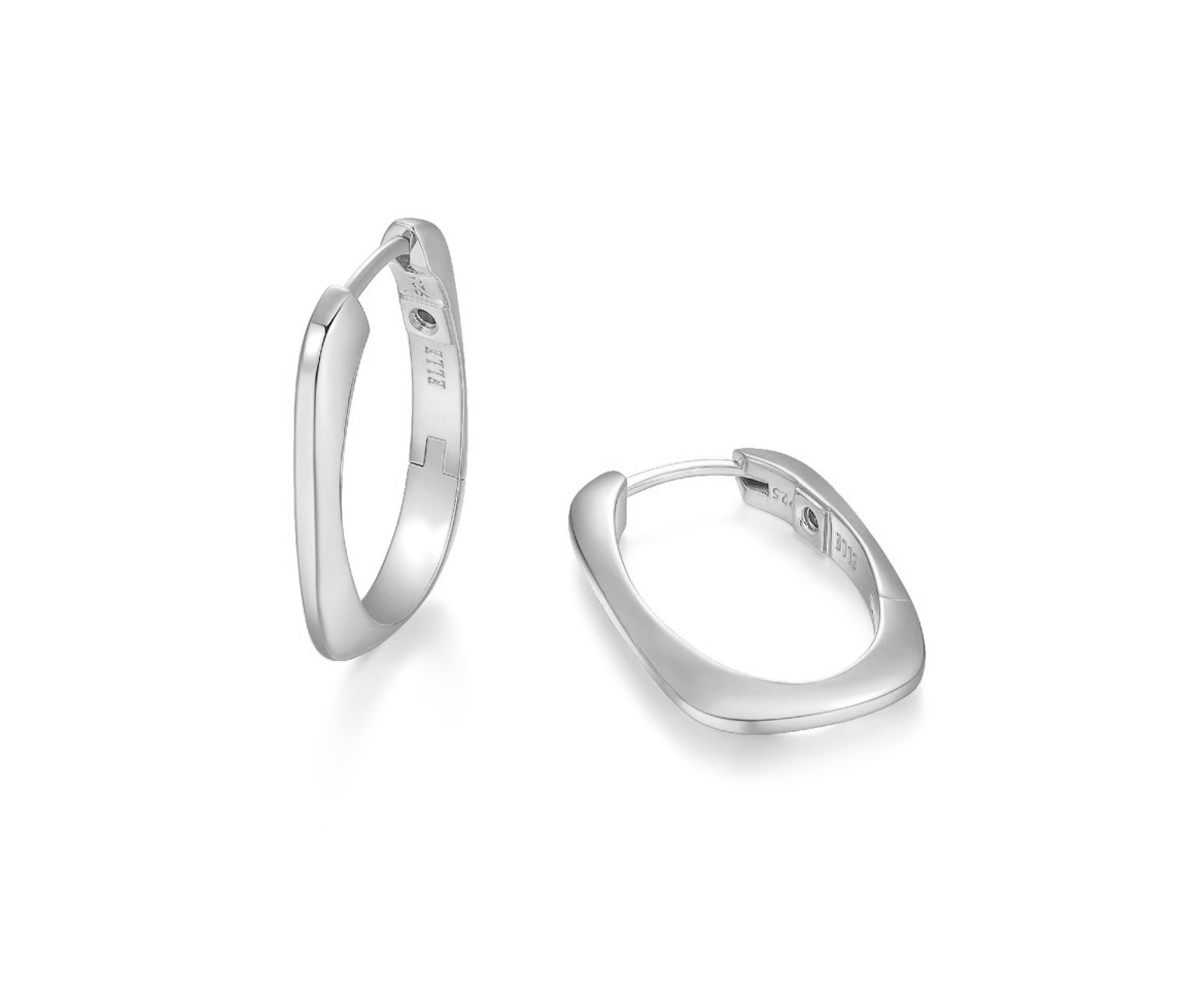 BOUCLES ANNEAUX RECTANGULAIRE EN ARGENT RHODIÉ UNIES - PJ R2LCRZA00P - ELLE BOUCLES ANNEAUX RECTANGULAIRE EN ARGENT RHODIÉ UNIES - PJ R2LCRZA00P - ELLE