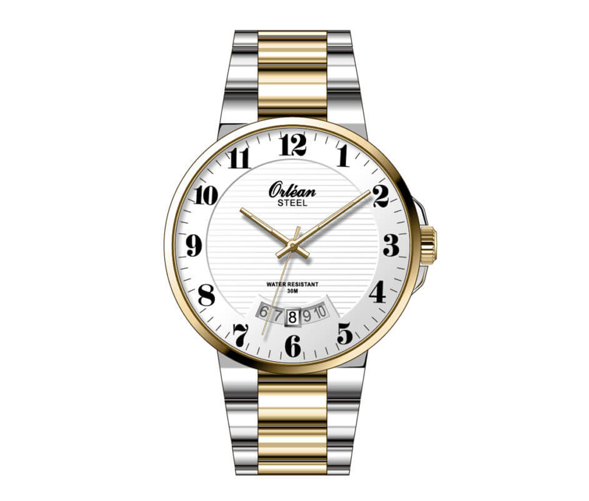 MONTRE POUR HOMME ORLEAN EN ACIER/PVD OR 2 TONS - BA ME3606 - ORLEAN MONTRE POUR HOMME ORLEAN EN ACIER/PVD OR 2 TONS - BA ME3606 - ORLEAN