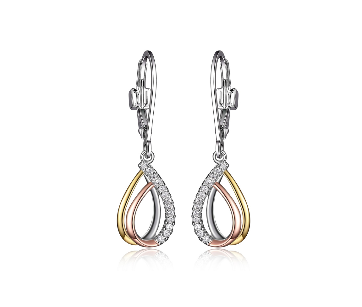 BOUCLES ELLE EN ARGENT RHODIÉ/PVD OR SERTIES DE CUBIQUES ZIRCONIAS - PJ R2LCCN0003 - ELLE BOUCLES ELLE EN ARGENT RHODIÉ/PVD OR SERTIES DE CUBIQUES ZIRCONIAS - PJ R2LCCN0003 - ELLE