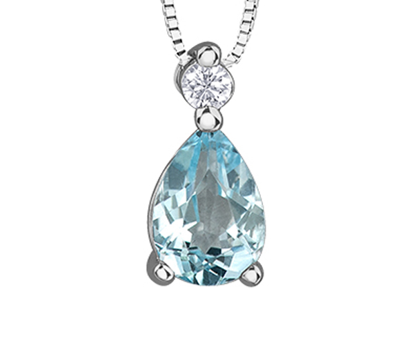 PENDENTIF EN OR 14K BLANC SERTI D'UNE AIGUEMARINE ET D'UN DIAMANT CANADIEN - CR ML770WGAQ - DIAMANT CANADIEN PENDENTIF EN OR 14K BLANC SERTI D'UNE AIGUEMARINE ET D'UN DIAMANT CANADIEN - CR ML770WGAQ - DIAMANT CANADIEN