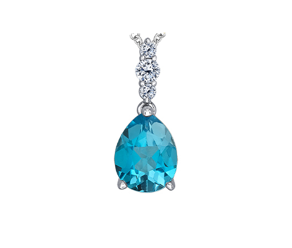 PENDENTIF EN OR BLANC SERTI D'UN TOPAZE BLEU ET DE DIAMANTS CANADIENS - CR ML997WBT - DIAMANT CANADIEN PENDENTIF EN OR BLANC SERTI D'UN TOPAZE BLEU ET DE DIAMANTS CANADIENS - CR ML997WBT - DIAMANT CANADIEN