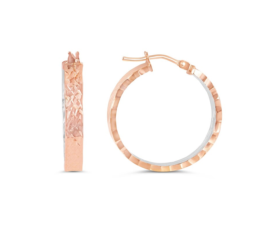 BOUCLES ANNEAUX EN OR 10K ROSE TAILLÉ DIAMANT - SY 1031E - BIJOUX D'IMPORTATION BOUCLES ANNEAUX EN OR 10K ROSE TAILLÉ DIAMANT - SY 1031E - BIJOUX D'IMPORTATION