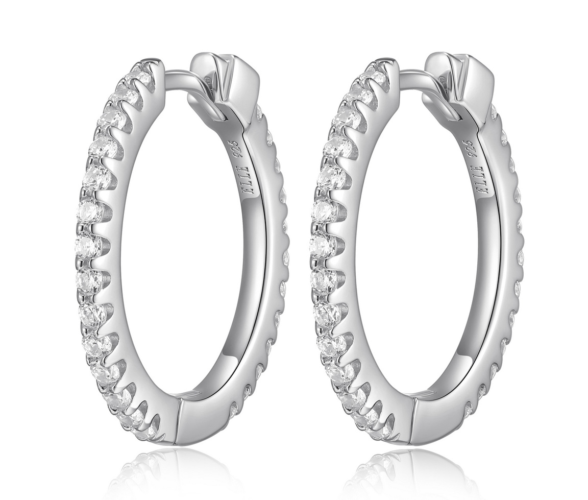 BOUCLES ELLE HUGGIES EN ARGENT RHODIÉ SERTIES DE CUBIQUES ZIRCONIAS - PJ R2LCMD0027 - ELLE BOUCLES ELLE HUGGIES EN ARGENT RHODIÉ SERTIES DE CUBIQUES ZIRCONIAS - PJ R2LCMD0027 - ELLE