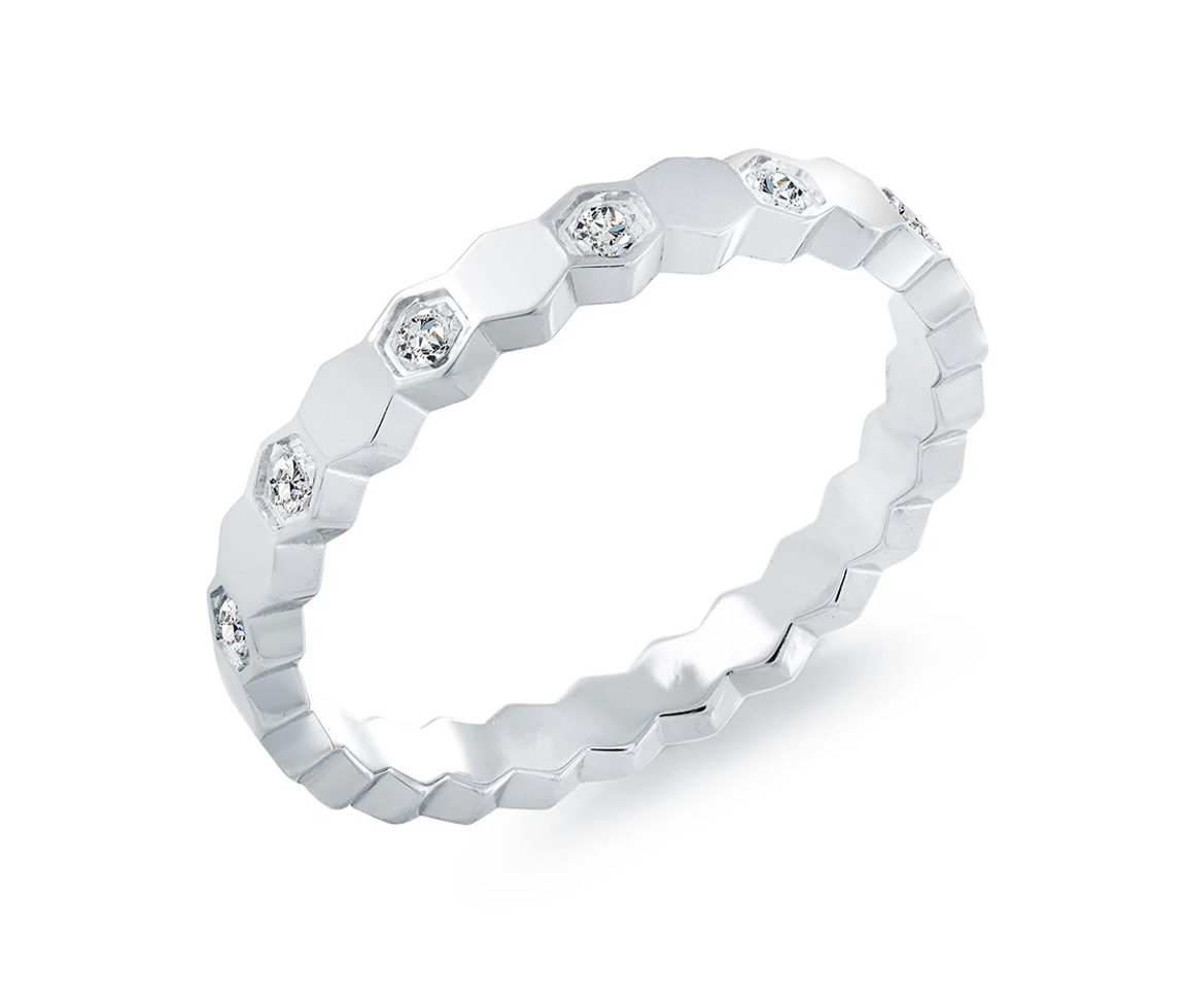 BAGUE EN ACIER MULTI HEXAGONES SERTIE DE CUBIQUES ZIRCONIAS - IG SWR22/5 - ITALGEM BAGUE EN ACIER MULTI HEXAGONES SERTIE DE CUBIQUES ZIRCONIAS - IG SWR22/5 - ITALGEM