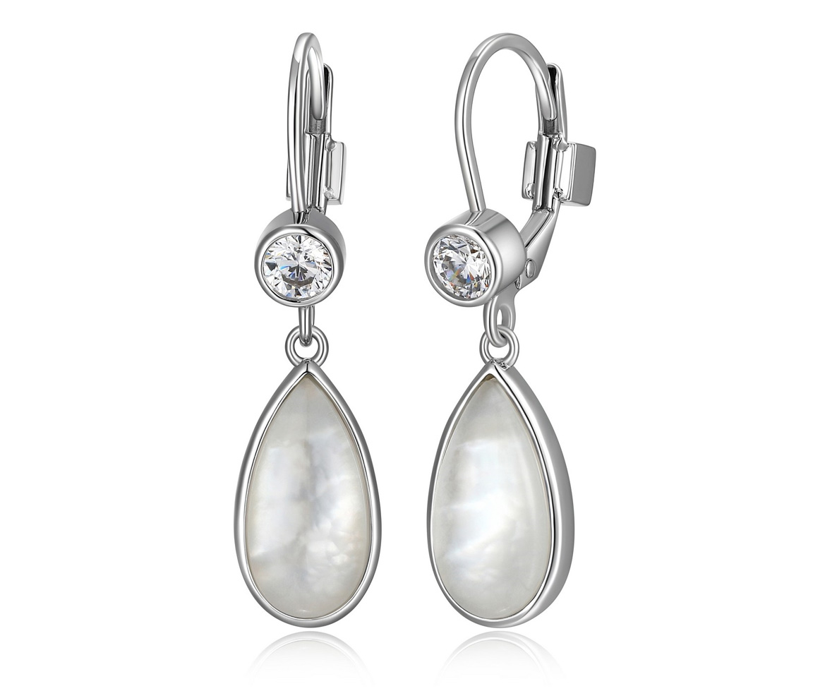 BOUCLES ELLE EN ARGENT RHODIÉ SERTIES DE NACRE BLANC ET DE CUBIQUES ZIRCONIAS - PJ R2LCR1GV03 - ELLE BOUCLES ELLE EN ARGENT RHODIÉ SERTIES DE NACRE BLANC ET DE CUBIQUES ZIRCONIAS - PJ R2LCR1GV03 - ELLE