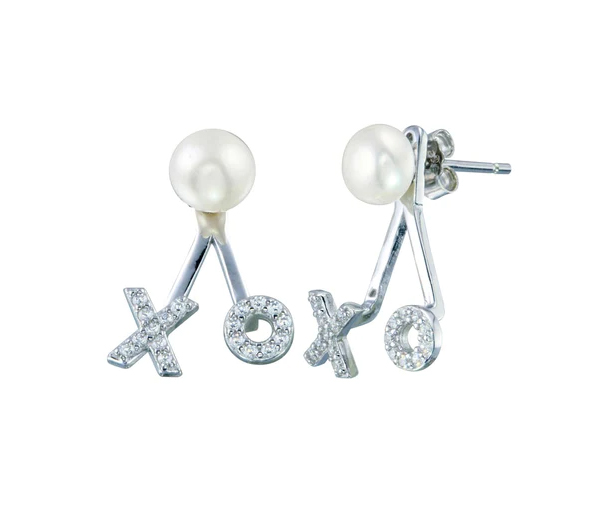BOUCLES XOXO EN ARGENT RHODIÉ SERTIES DE PERLES ET DE CUBIQUES ZIRCONIAS - SP STE01269 - BIJOUX D'IMPORTATION BOUCLES XOXO EN ARGENT RHODIÉ SERTIES DE PERLES ET DE CUBIQUES ZIRCONIAS - SP STE01269 - BIJOUX D'IMPORTATION