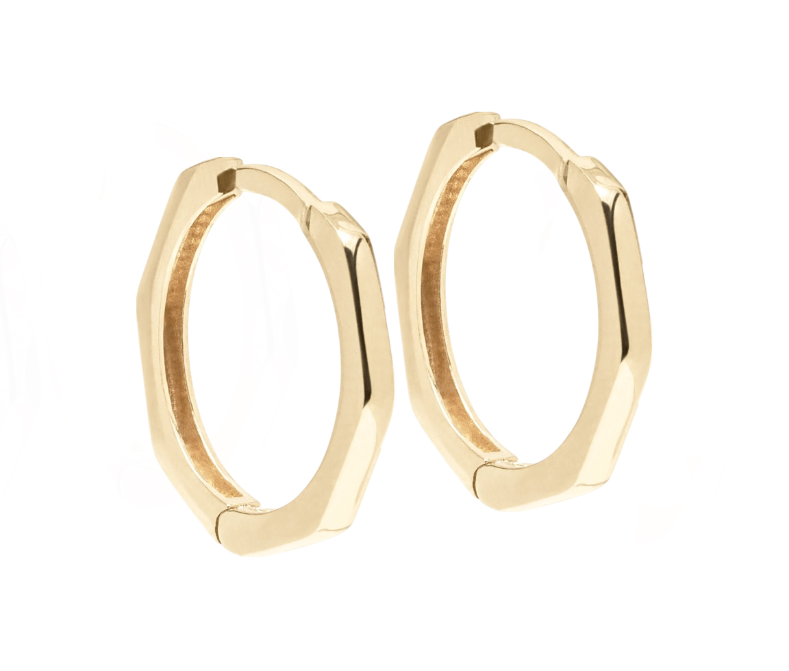 BOUCLES HUGGIES OCTOGONALES EN OR JAUNE - CB EYD320131 - CBE BOUCLES HUGGIES OCTOGONALES EN OR JAUNE - CB EYD320131 - CBE