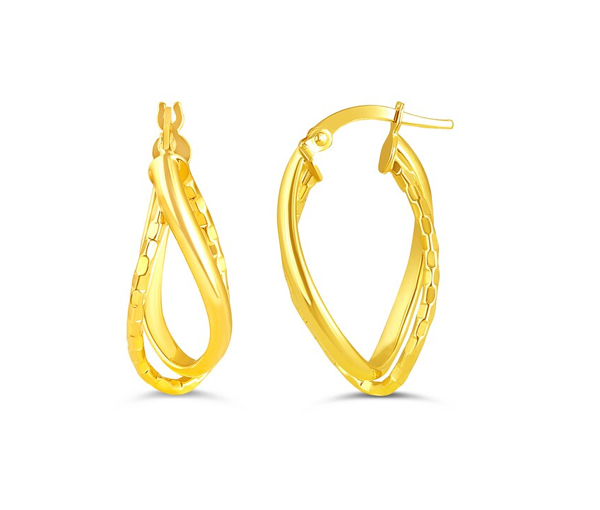 BOUCLES DOUBLE ANNEAUX COLLÉES OVALES EN OR 10K TAILLÉES DIAMANT - SY 1021E - BIJOUX D'IMPORTATION BOUCLES DOUBLE ANNEAUX COLLÉES OVALES EN OR 10K TAILLÉES DIAMANT - SY 1021E - BIJOUX D'IMPORTATION