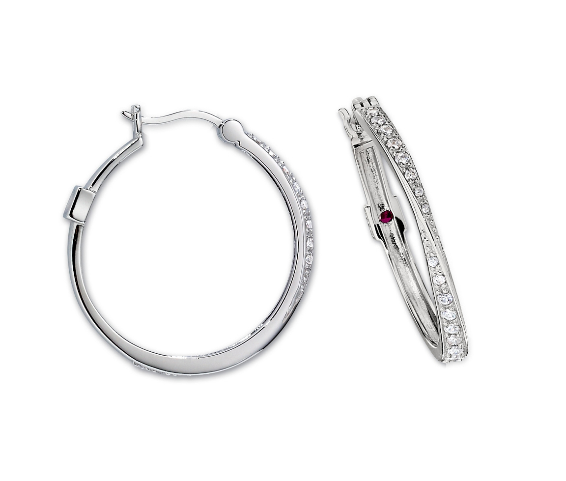 BOUCLES ANNEAUX EN ARGENT RHODIÉ SERTIES DE CUBIQUES ZIRCONIAS BOUCLES ANNEAUX EN ARGENT RHODIÉ SERTIES DE CUBIQUES ZIRCONIAS