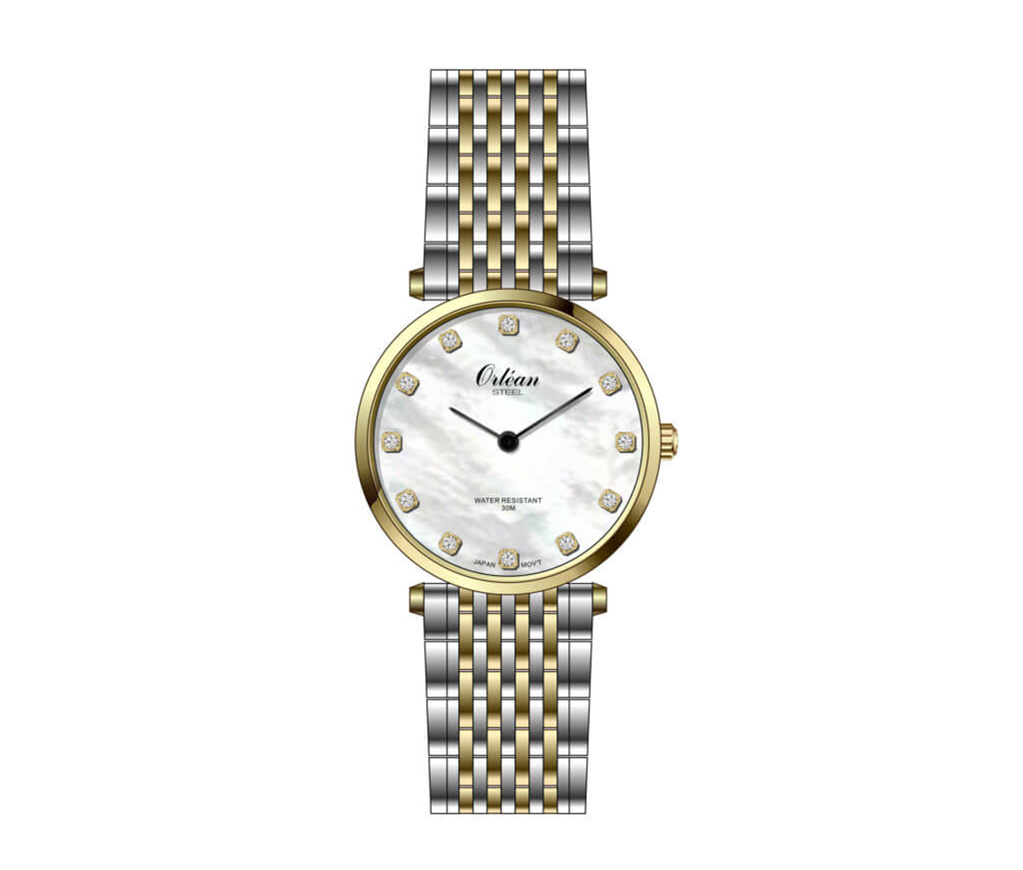 JOLIE MONTRE ORLEAN EN ACIER/PVD OR SERTIE DE CUBIQUES ZIRCONIAS - BA ME3360 - ORLEAN JOLIE MONTRE ORLEAN EN ACIER/PVD OR SERTIE DE CUBIQUES ZIRCONIAS - BA ME3360 - ORLEAN