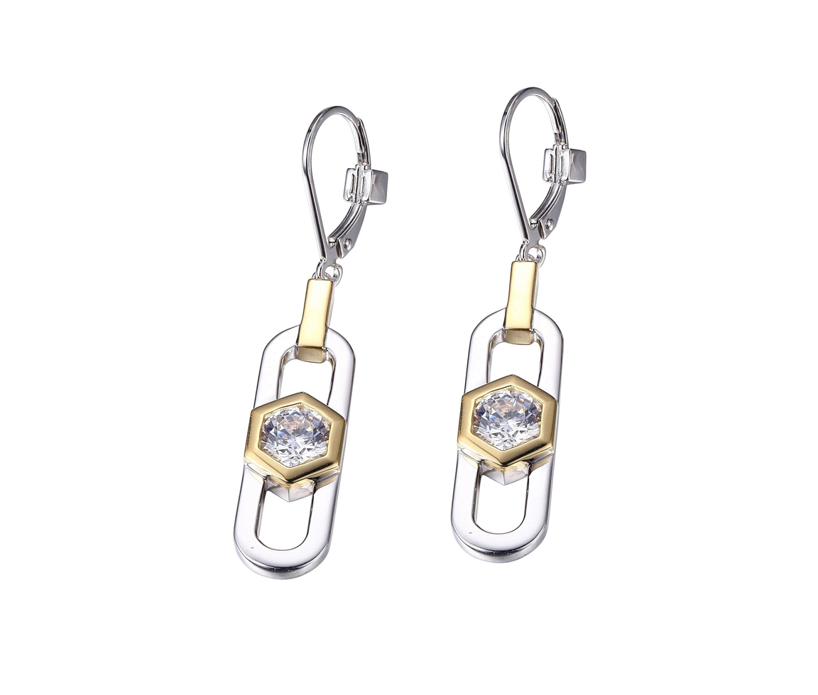 BOUCLES ELLE EN ARGENT RHODIÉ/PVD OR 2 TONS SERTIES DE CUBIQUES ZIRCONIAS - PJ R2LC8R0003 - ELLE BOUCLES ELLE EN ARGENT RHODIÉ/PVD OR 2 TONS SERTIES DE CUBIQUES ZIRCONIAS - PJ R2LC8R0003 - ELLE