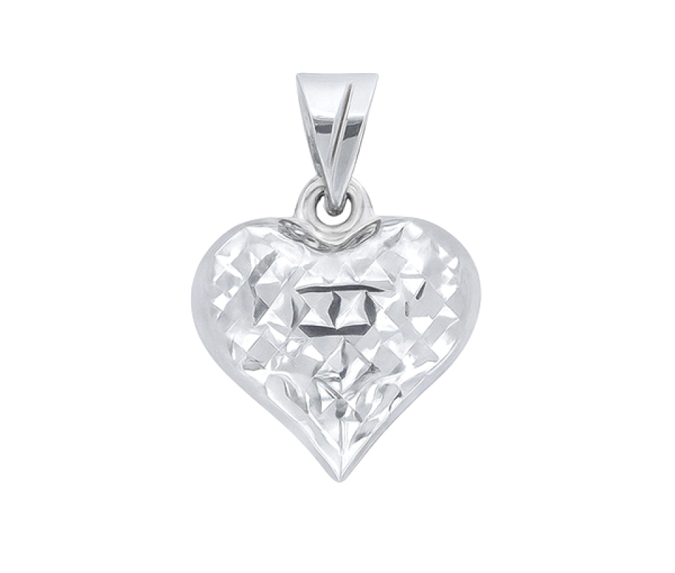PENDENTIF COEUR BOMBÉ TAILLÉ DIAMANT EN OR BLANC - MB COEUR88 - BIJOUX D'IMPORTATION PENDENTIF COEUR BOMBÉ TAILLÉ DIAMANT EN OR BLANC - MB COEUR88 - BIJOUX D'IMPORTATION